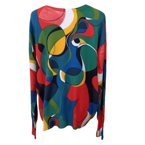 Men's Artsy Abstract‎ Lightweight Sweater M Colorful Art to Wear Work Office - Picture 1 of 12